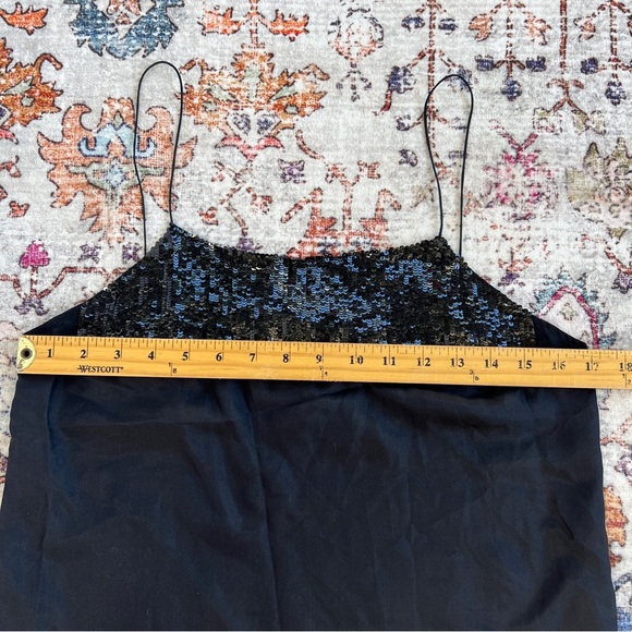 Dereck Lam black sequin lightweight silk slip dress nighty lingerie Italy size 6 - Picture 12 of 16